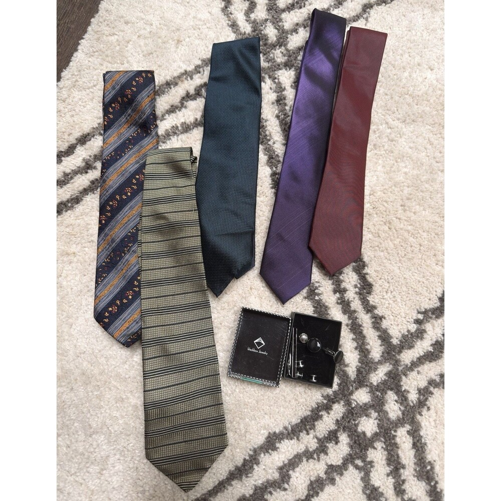 Men’s Dress Tie Bundle | 5 Ties (Kenneth Cole Silk & Polifroni Milano)